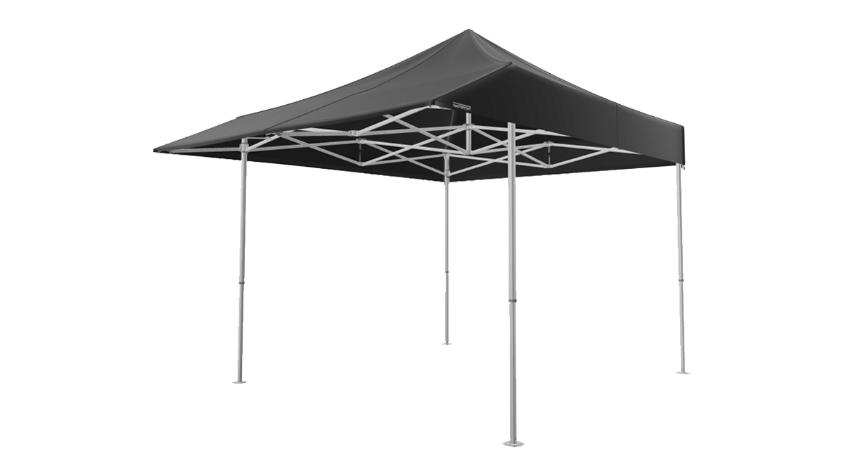 Master Tent – Pagode 3,0m x 3,0m | schwarz | Serie 50 mit Vordach mieten bei Tecstage
