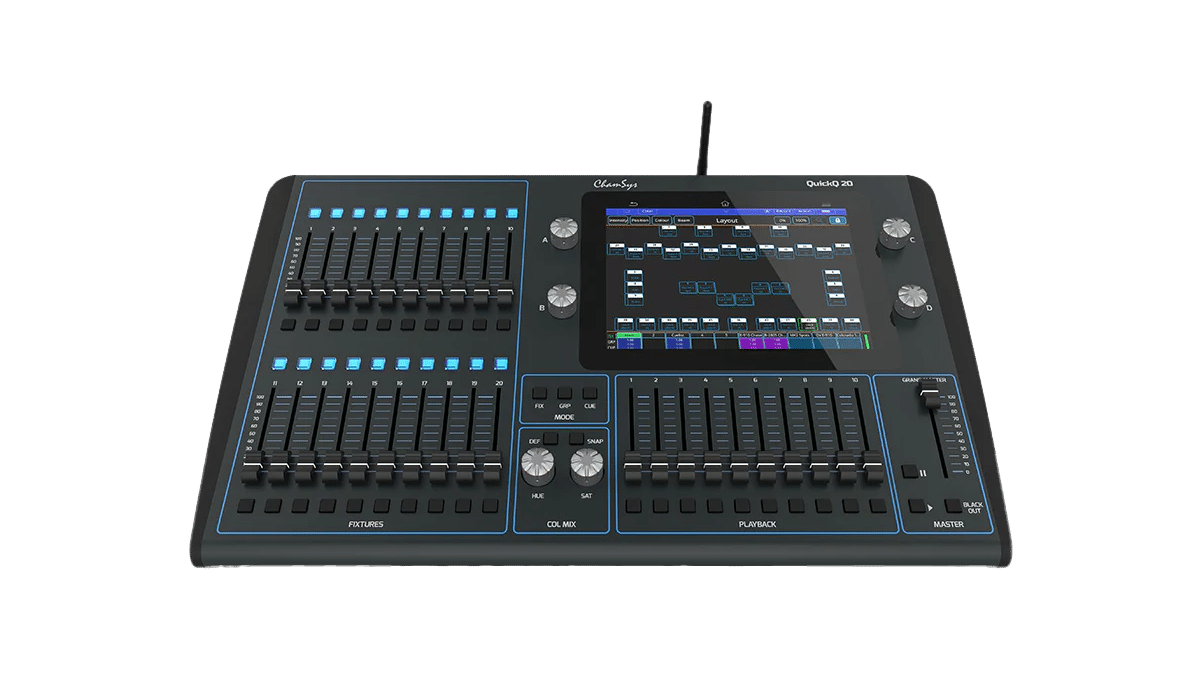 ChamSys QuickQ 20 Lichtpult, 9,7″ Touchscreen, 2 DMX-Universen mieten bei Tecstage