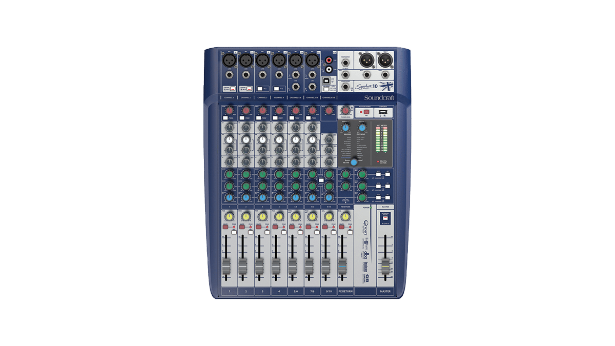 Soundcraft – Signature 10 Mixer, 6Mono XLR, 2 Stereo Cinch mieten bei Tecstage