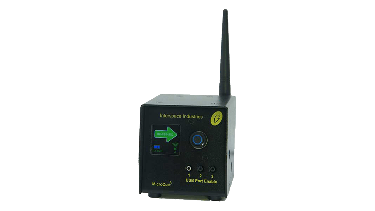 Interspace – MicroCue3: Pro Twin with 2 x 2 button Next & Back, green Laser mieten mieten
