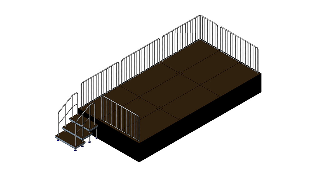 Bühne 6m x 3m x 0,80m Höhe inklusive Treppe mieten bei Tecstage