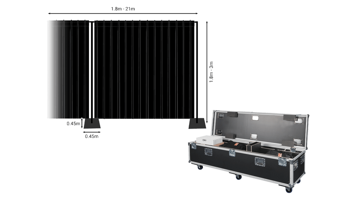 Wentex – Pipes & Drapes System bis 21 Laufmeter Dimout mieten bei Tecstage