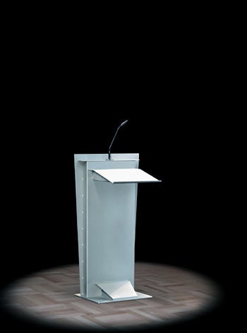 Rednerpult mieten – ORA exklusives Stahl-Rednerpult mit Sennheiser-Mikrofonierung – 2