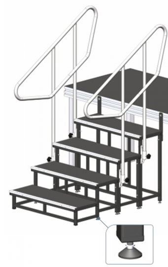 Modulare Bühnentreppe mieten – 80 cm Höhe, 4 Stufen, Stahl