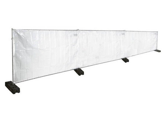 Sichtschutzplane mieten - Bauzaunplane / Mobilzaunplane, blickdicht weiß – 2