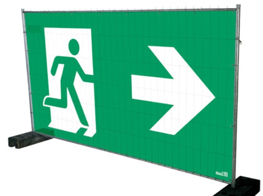 Notausgangsplane mieten - Sichtschutz / Notausgang-Beschilderung, grün – 2