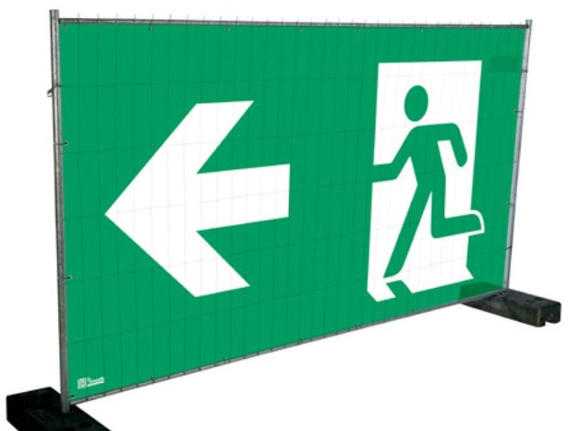 Notausgangsplane mieten - Sichtschutz / Notausgang-Beschilderung, grün – 3