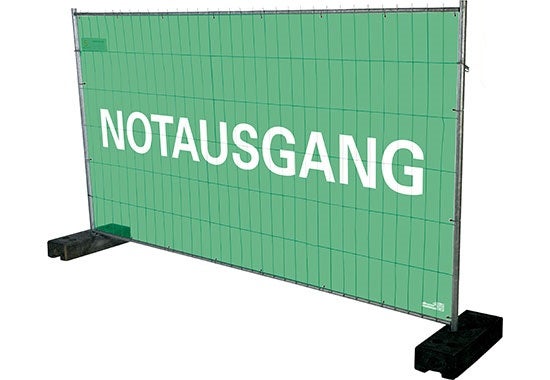 Notausgangsplane mieten - Sichtschutz / Notausgang-Beschilderung, grün