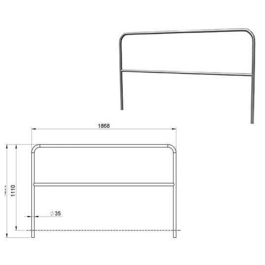 Bühnengeländer mieten - Aluminium-Geländer für Bühnenpodeste, 2 m