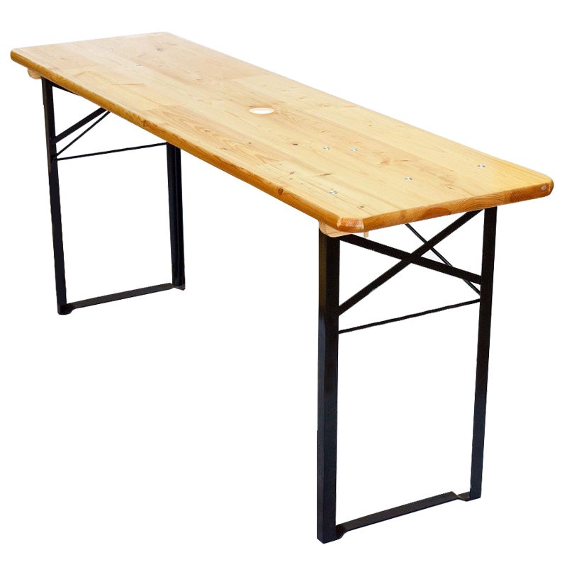 Festzelttisch mieten – Bierzeltgarnitur-Tisch 220 cm, hell Ebenholz