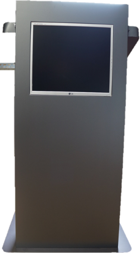 Rednerpult mieten – Pult mit 2x 17-Zoll-LCD-Monitoren, anthrazit