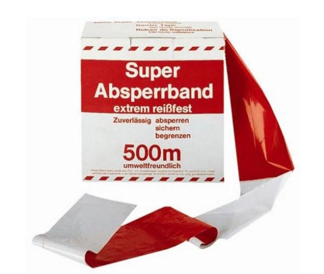 Absperrband mieten - Warnband rot/weiß, 500 m Gesamtlänge