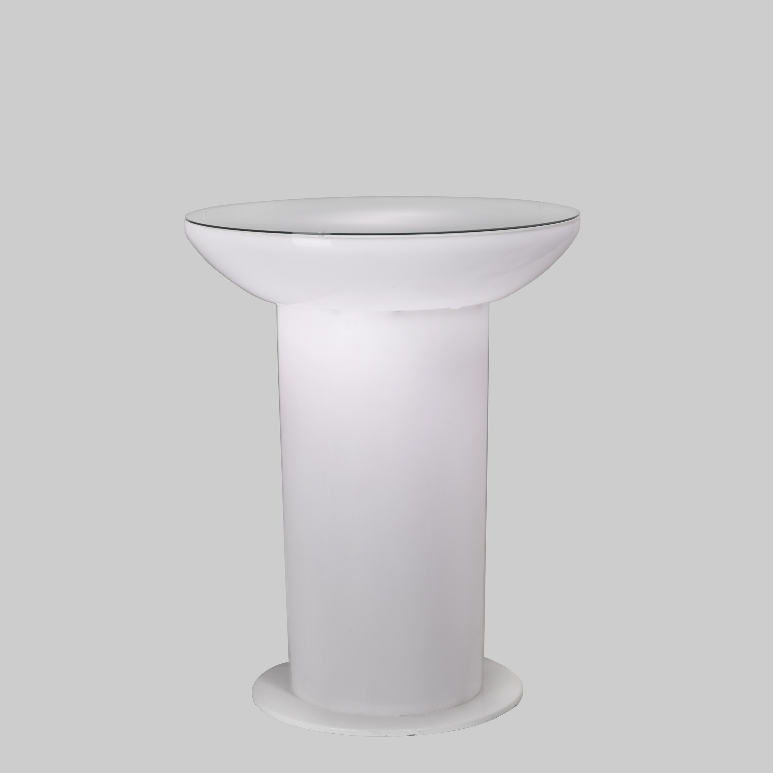 Stehtisch LOUNGE UP LED Ø84 Glas satiniert / Weiss mieten bei ADEXPO