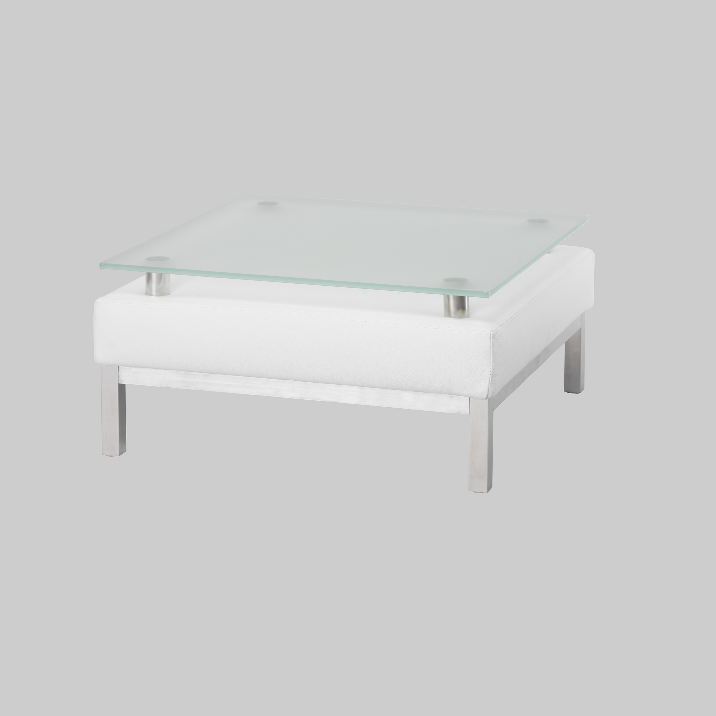 Beistelltisch CUBE 65×65 Glas satiniert / Weiss mieten bei ADEXPO