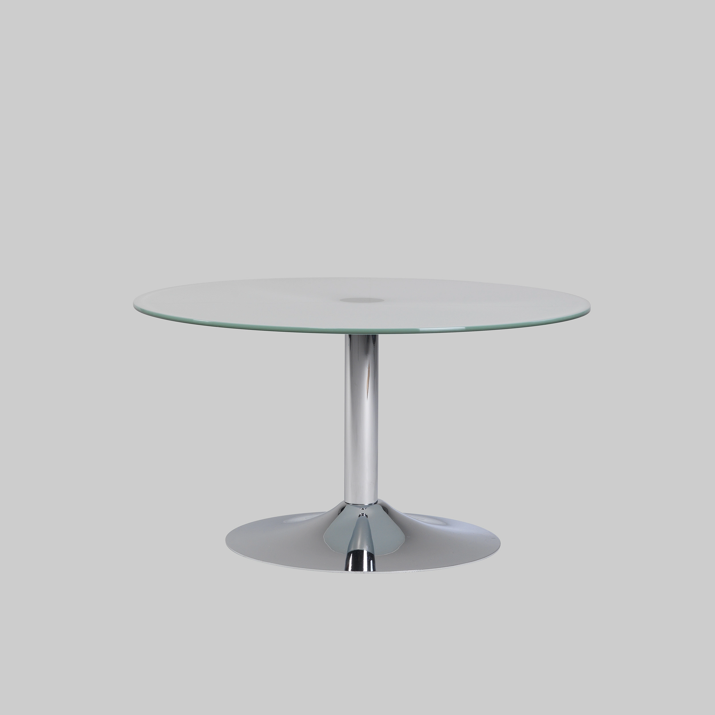 Beistelltisch TROMPET Ø80 Glas satiniert / Chrom mieten bei ADEXPO