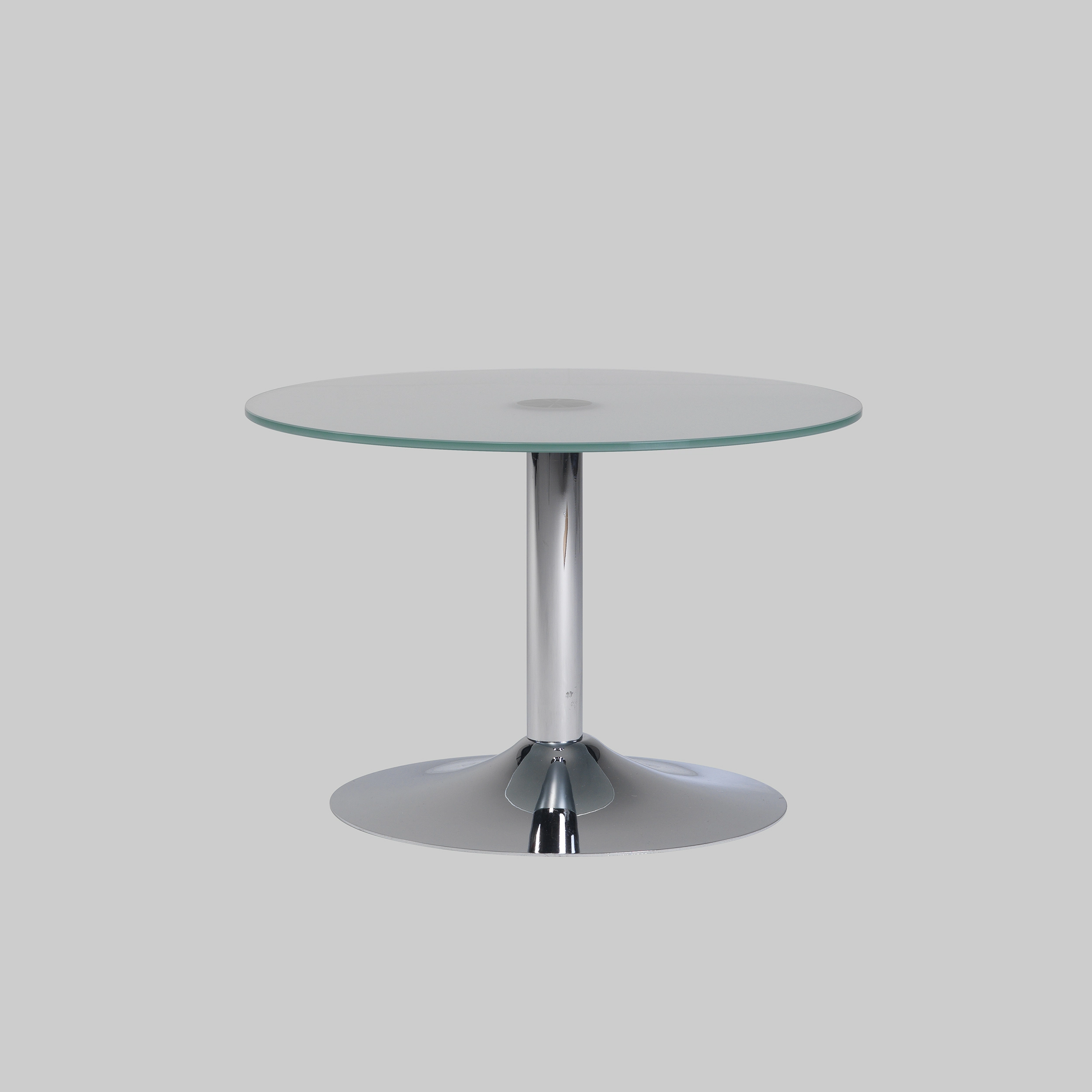 Beistelltisch TROMPET Ø65 Glas satiniert / Chrom mieten bei ADEXPO