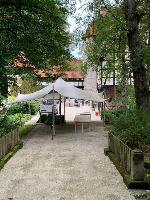 Stretchzelt mieten - Zeltmembran 8 x 6 m, 48 qm, sand (Flexzelt) – 3