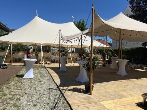 Stretchzelt mieten - Zeltmembran 8 x 6 m, 48 qm, sand (Flexzelt)