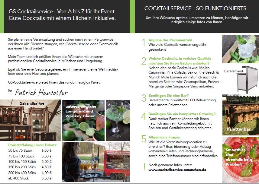 Mobiler Cocktailservice mieten – Cocktails mit Barkeeper für Ihr Event