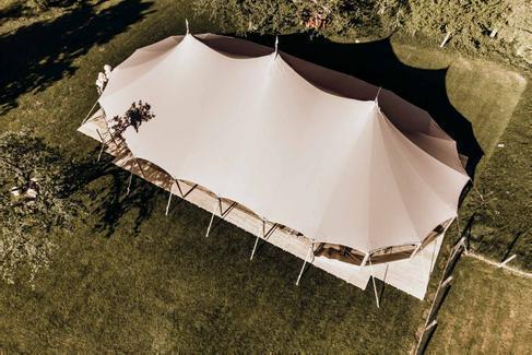 Sailcloth Zelt 13,5 x 25 m mieten - Hochzeitszelt für bis zu 250 Personen