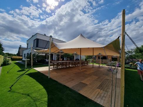 Stretchzelt mieten 10 x 15 m sand – 150 m² Tentickle Flexzelt – 3