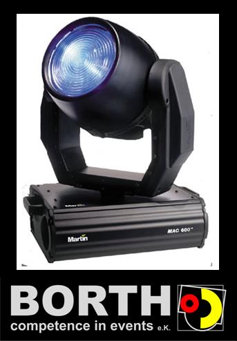 Moving Head Martin MAC 600 mieten – 575 W, CMY-Farbmischung