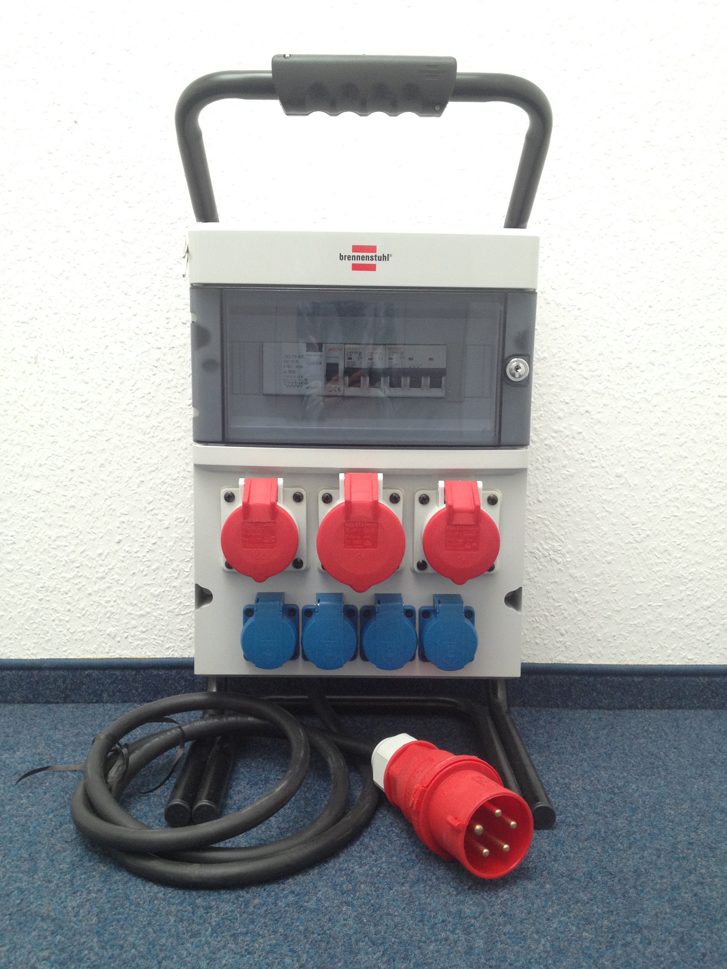 Baustromverteiler BSV 4/32 F mieten – CEE 400 V/32 A, IP44, mit FI-Schutz