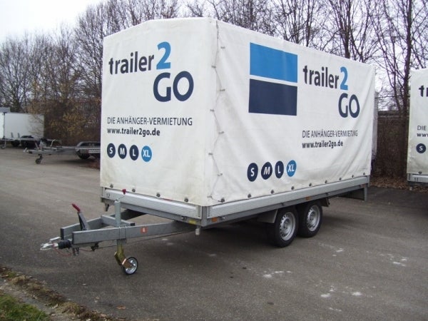 Allzweckanhänger mit Plane mieten – Größe XXL, Hochlader, 220 cm, 3.500 kg