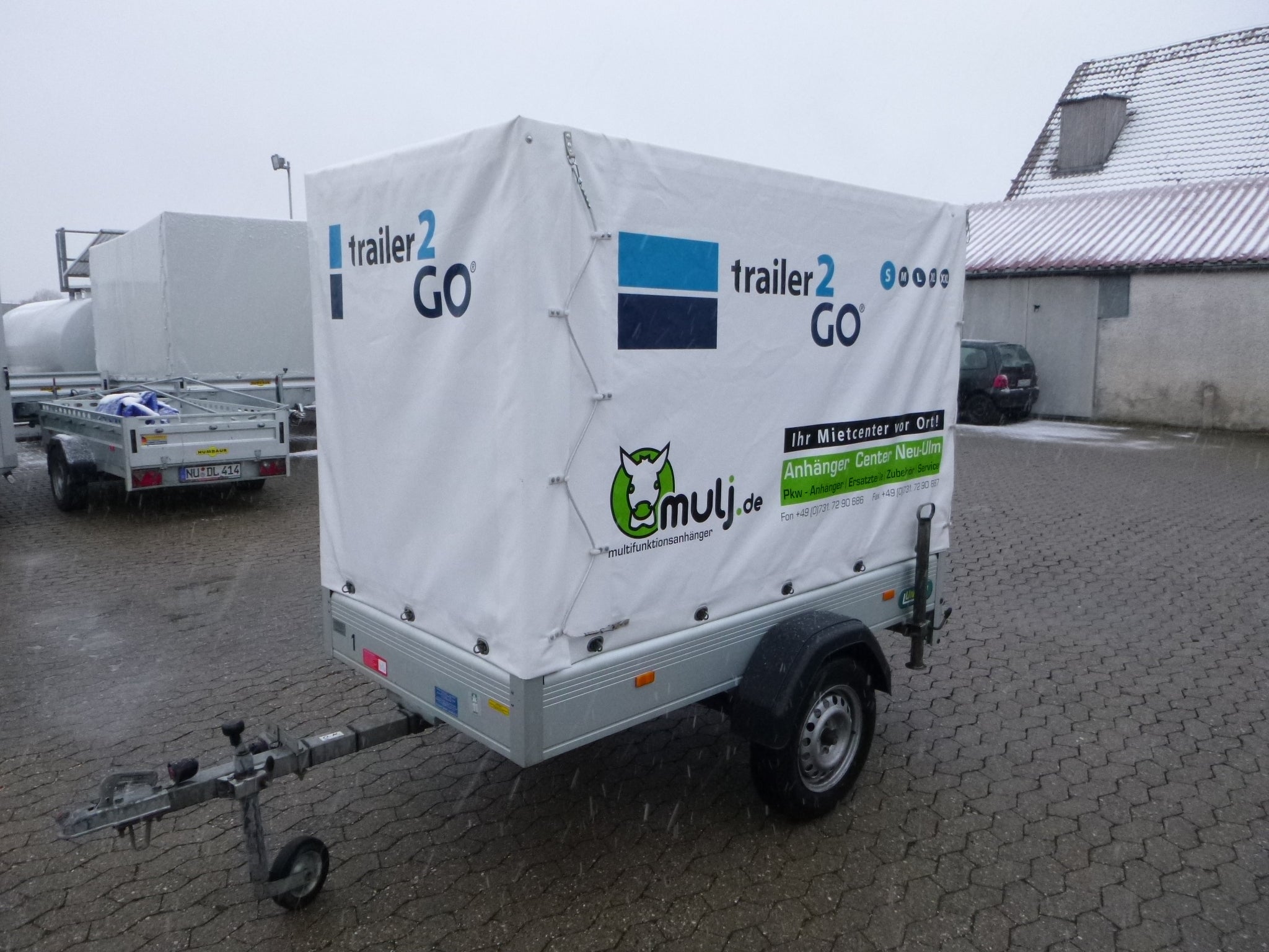Allzweckanhänger mit Plane mieten – Größe S, 160 cm, 750 kg, ohne BE-Führerschein