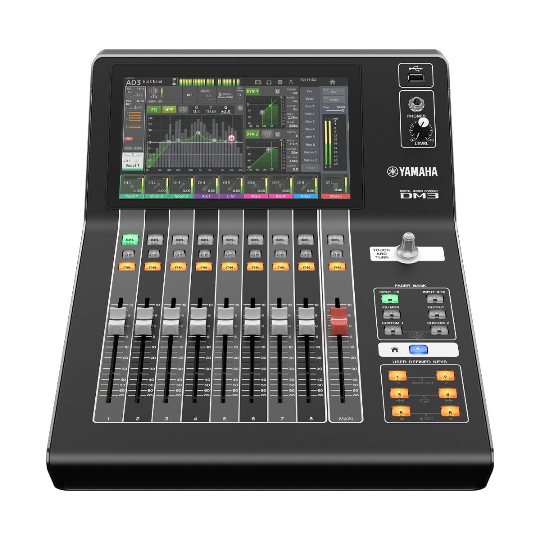 Yamaha DM3 Digitalmischpult mieten – kompakt mit Dante & 9" Touchscreen