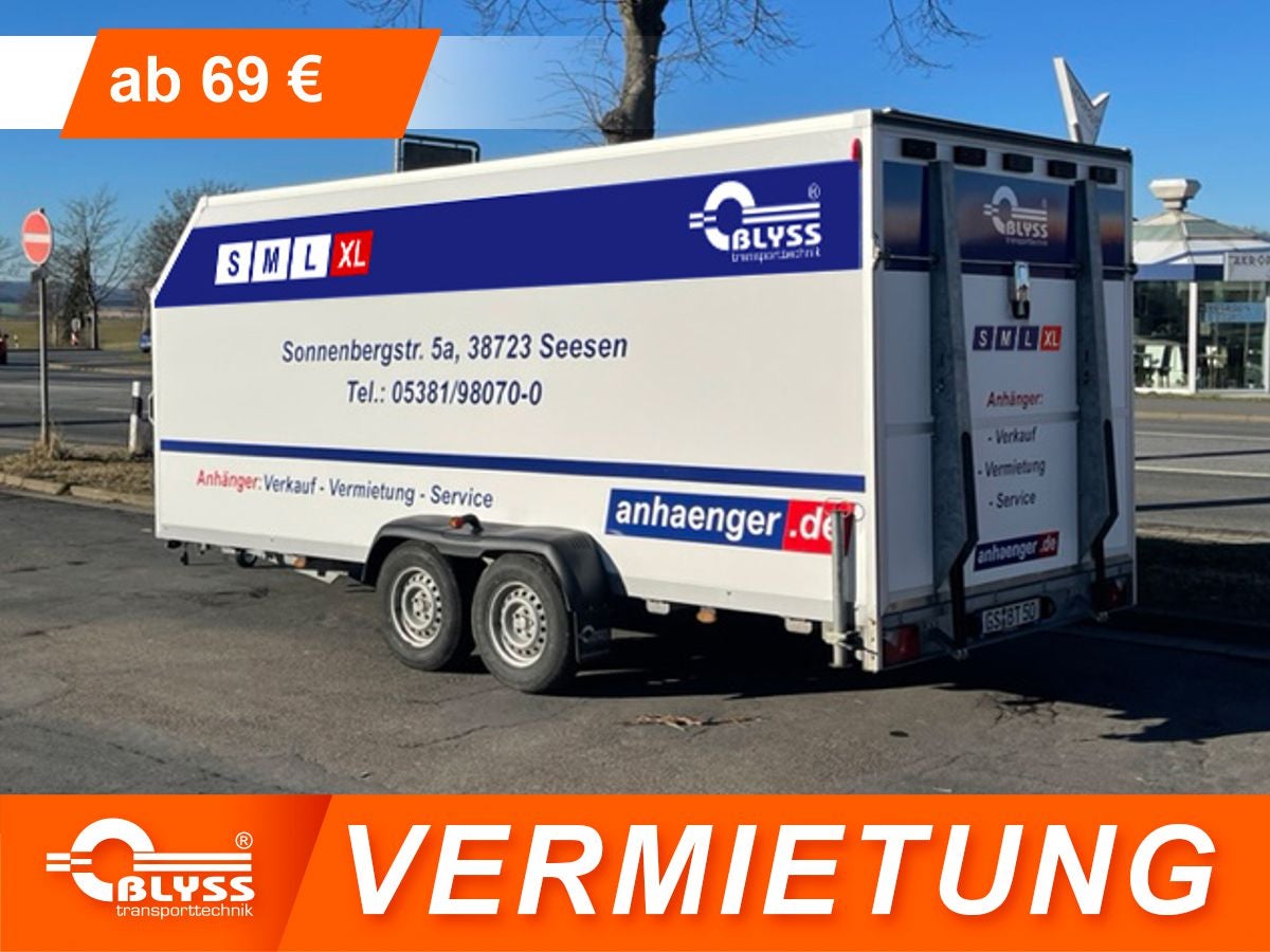 Kofferanhänger mieten – XL 2700 kg zGG mit Aerodynamik & Heckklappe, 5 m Ladefläche