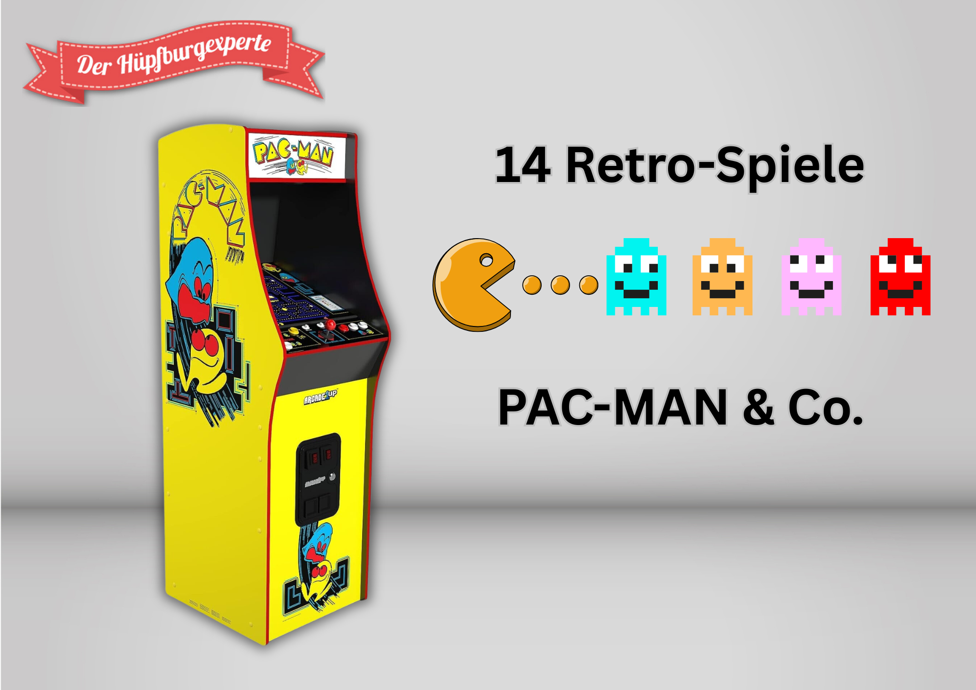 PAC-MAN Arcade-Automat mieten – Retro-Spielautomat mit 14 Klassikern & Highscore