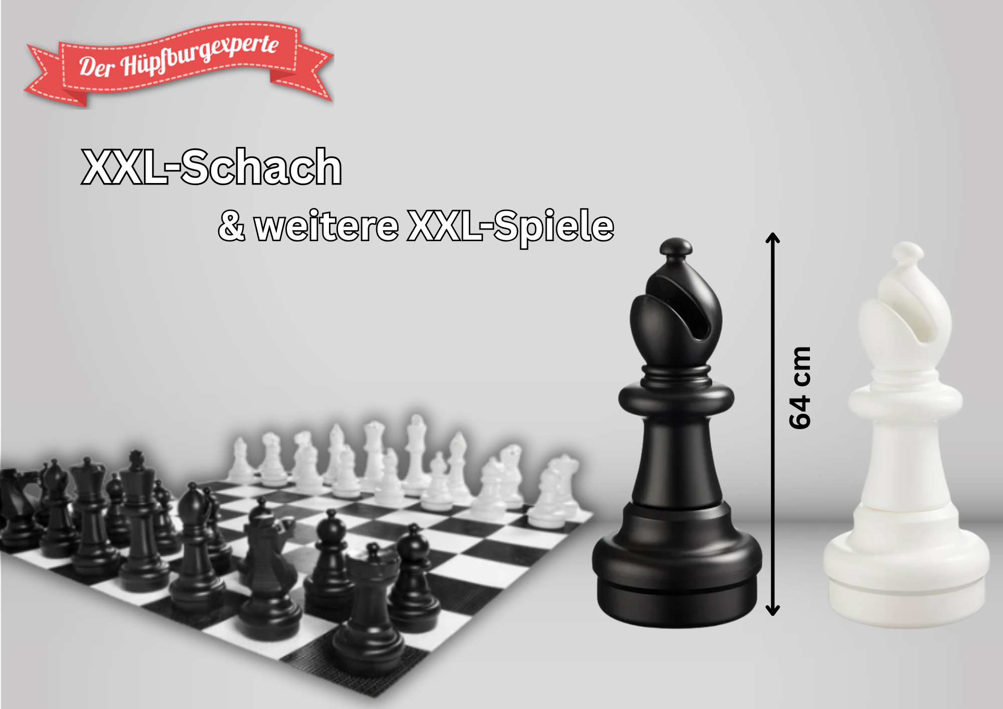 XXL-Schach mieten – Gartenschach mit Figuren bis 64 cm, Riesenspiel fürs Event