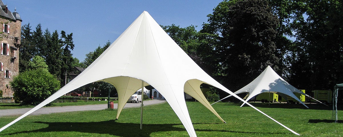 Sternenzelt mieten – Eventzelt 10 x 10 m, weiß