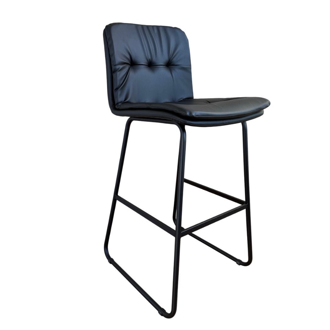 Barhocker mieten – schwarz, Kunstleder mit Rückenlehne