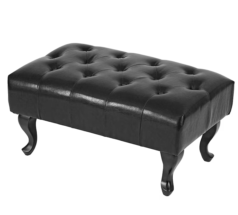 Chesterfield Ottomane mieten – schwarz, Kunstleder