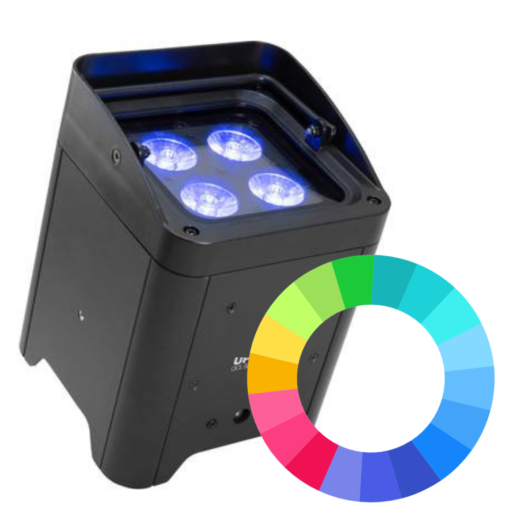 LED Akku-Strahler mieten – kabelloser Spot mit Farbwechsel, bis 8 h