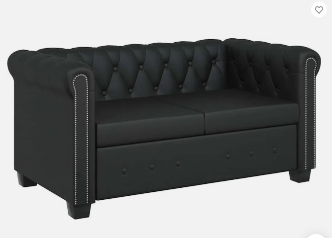 Chesterfield Sofa mieten – 2-Sitzer, schwarz Kunstleder