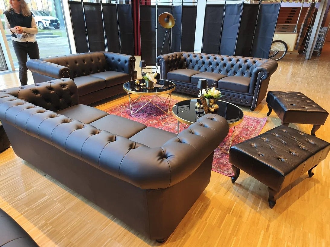 Chesterfield Sofa mieten – 3-Sitzer, schwarz Kunstleder – 2