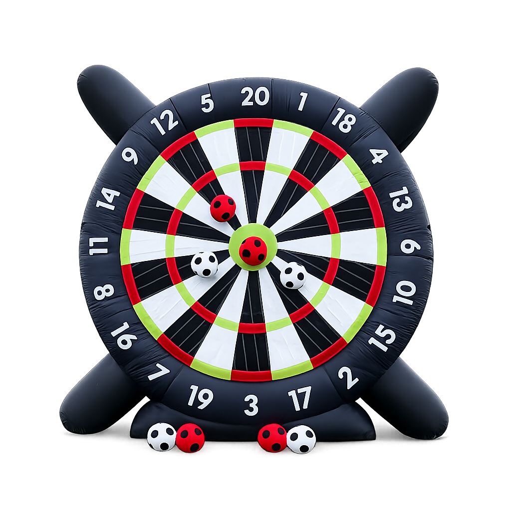 Fußball-Dartscheibe mieten – aufblasbar ca. 3 m inkl. 8 Bälle & Gebläse