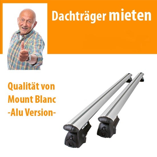 Dachträger mieten – Mont Blanc Grund- & Relingträger für viele PKW, Dachbox/Ski/Rad