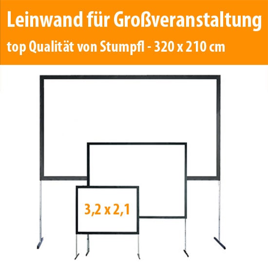 Beamer-Leinwand mieten 3,25 x 2,49 m – Stumpfl Monoblock Rahmenleinwand