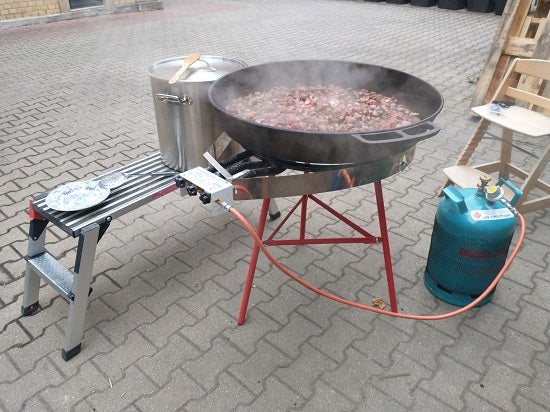 Riesenpfanne mieten 80 cm – Paellapfanne inkl. 24 KW Gasbrenner