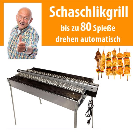 Schaschlik-Grill mieten – 80 Spieße drehen vollautomatisch für Großevents