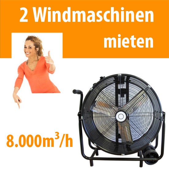 Windmaschinen mieten – 2 Ventilatoren für Bautrocknung, Belüftung, Event & Film