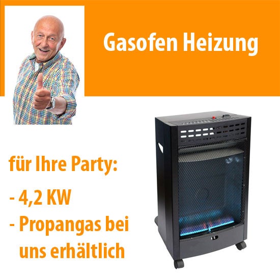 Gasofen mieten – Zeltheizung 4,2 kW für Räume & Zelte, geräuschlos