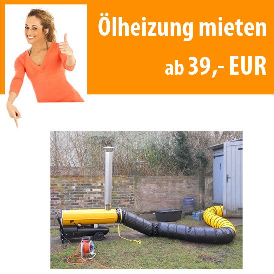 Dieselheizung 30 KW mieten – mobiles Ölheizgebläse, Heizkanone für große Räume