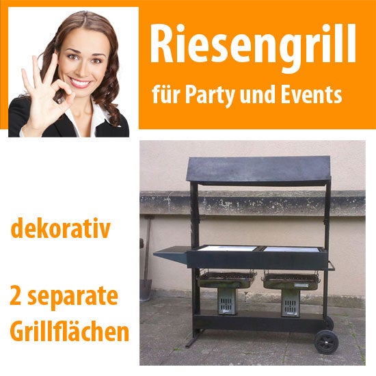 Riesengrill mieten – Holzkohlegrill mit Abzugshaube für Party & Event