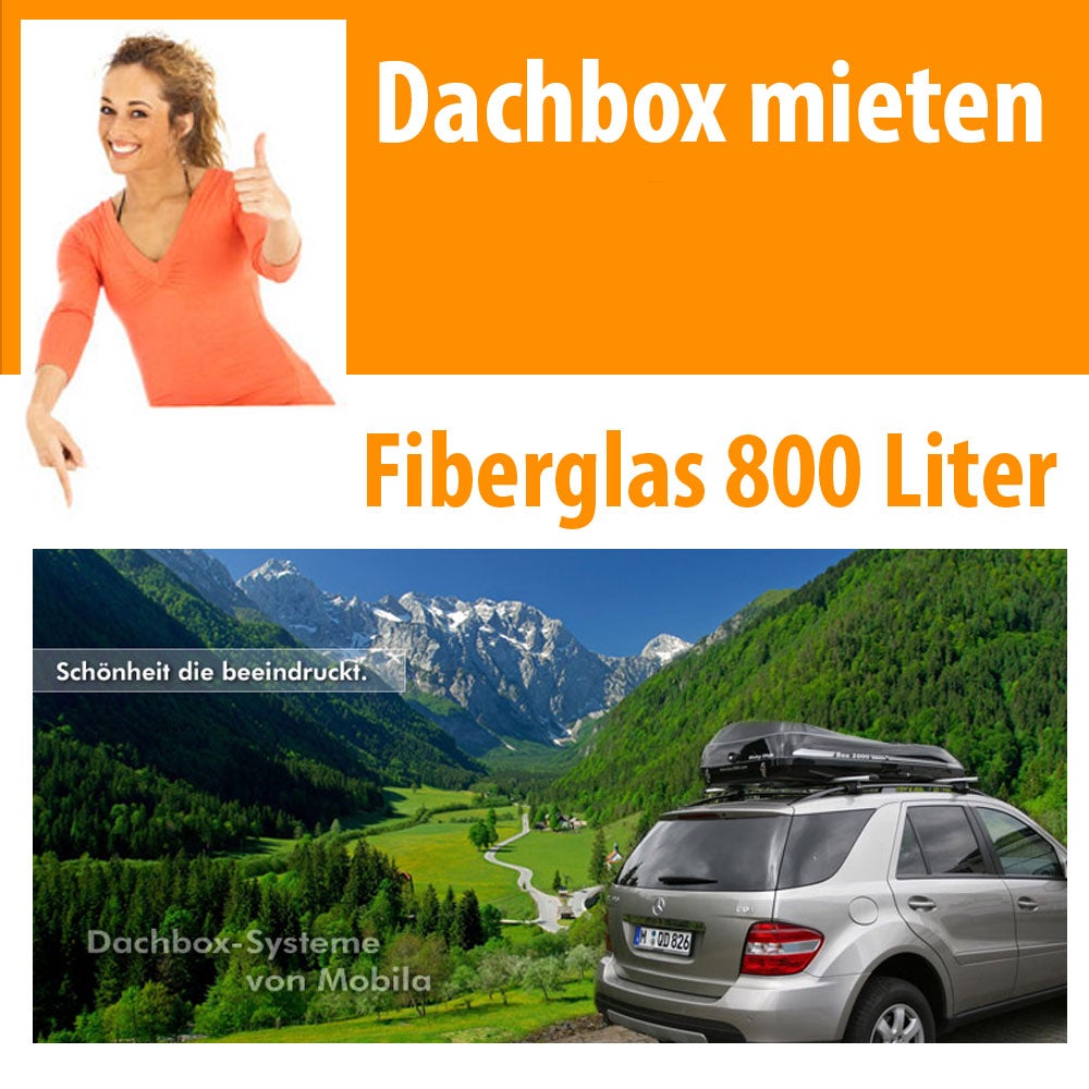 Dachbox 800 Liter mieten – Premium Fiberglas-Dachbox XXL für Mittelklasse & größer