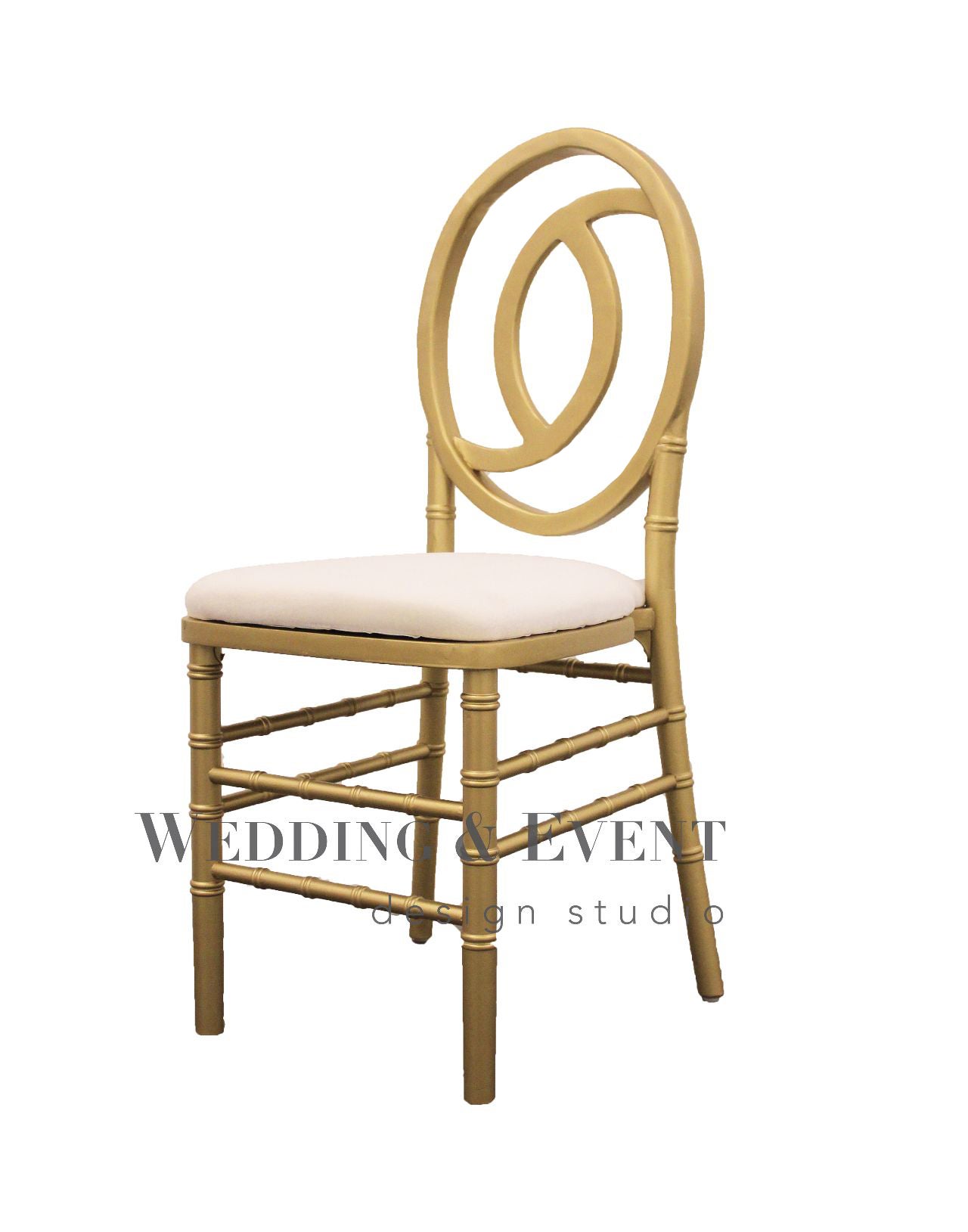 Charlene Stuhl mieten - gold inkl. Sitzkissen, Chiavari Tiffany Crossback Hochzeitsstuhl